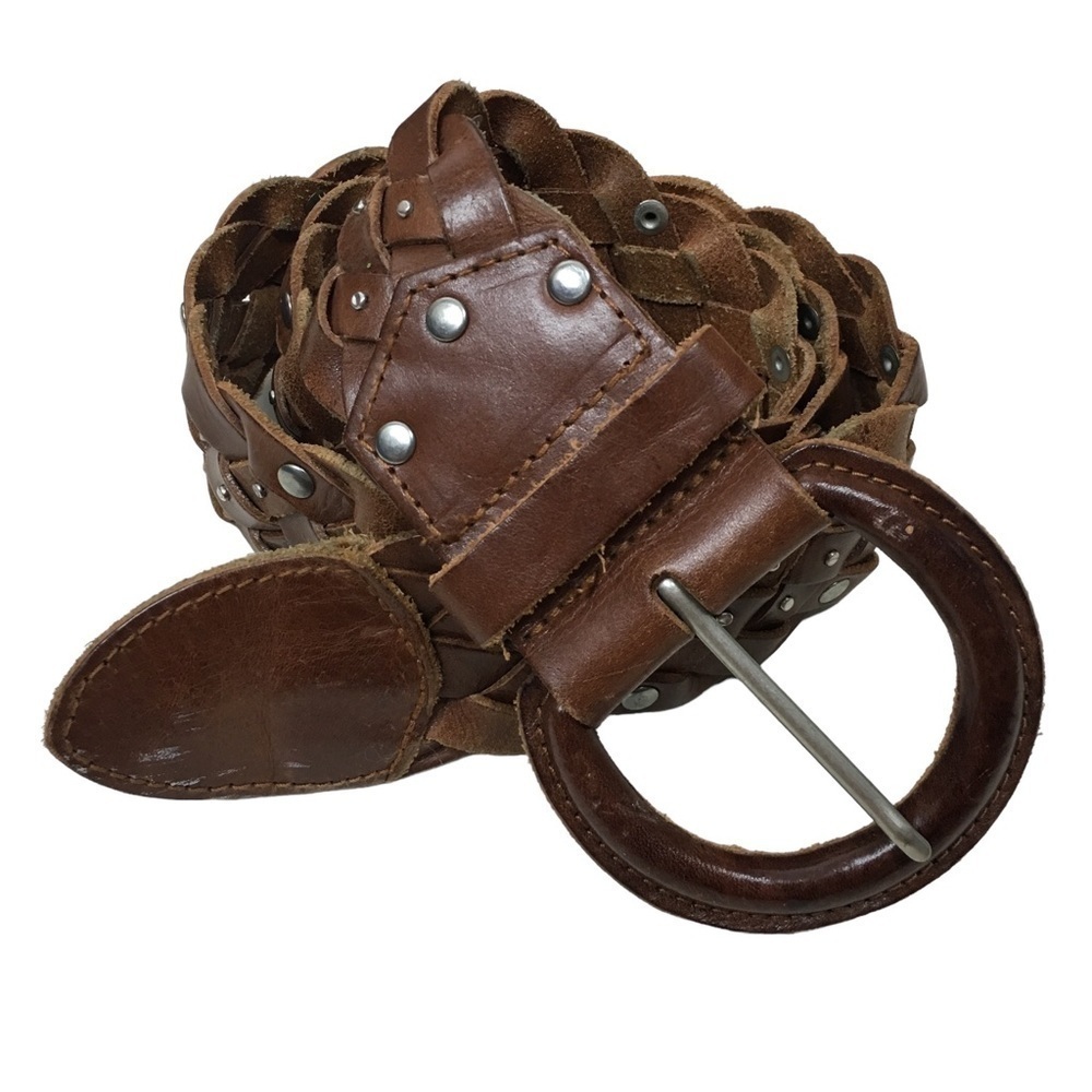 OLD NAVY Braided Leather Belt Stud Details Western Equestrian Rodeo Size Medium